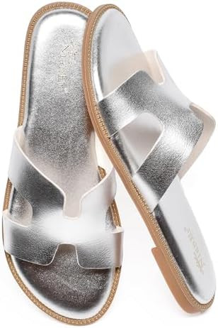 NianEr Womens Microfiber Leather Memory Foam Support H Sandals Dress Dressy Slip On Casual Cute C... | Amazon (US)