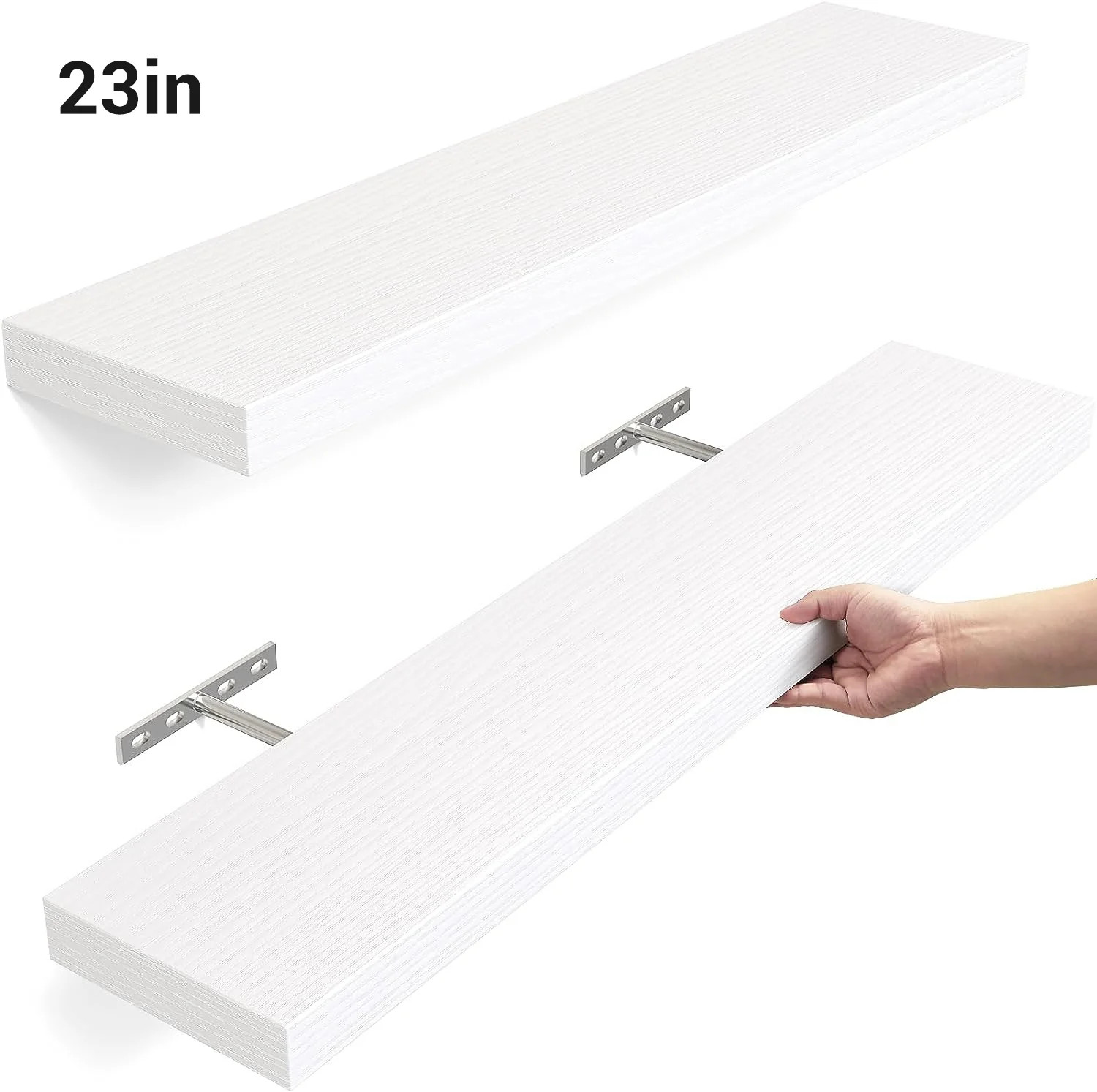 Ophanie 23 inch Wood Floating Shelves Wall Mounted Shelves, 6.7 x 23 Inch, White, Set of 2 | Walmart (US)