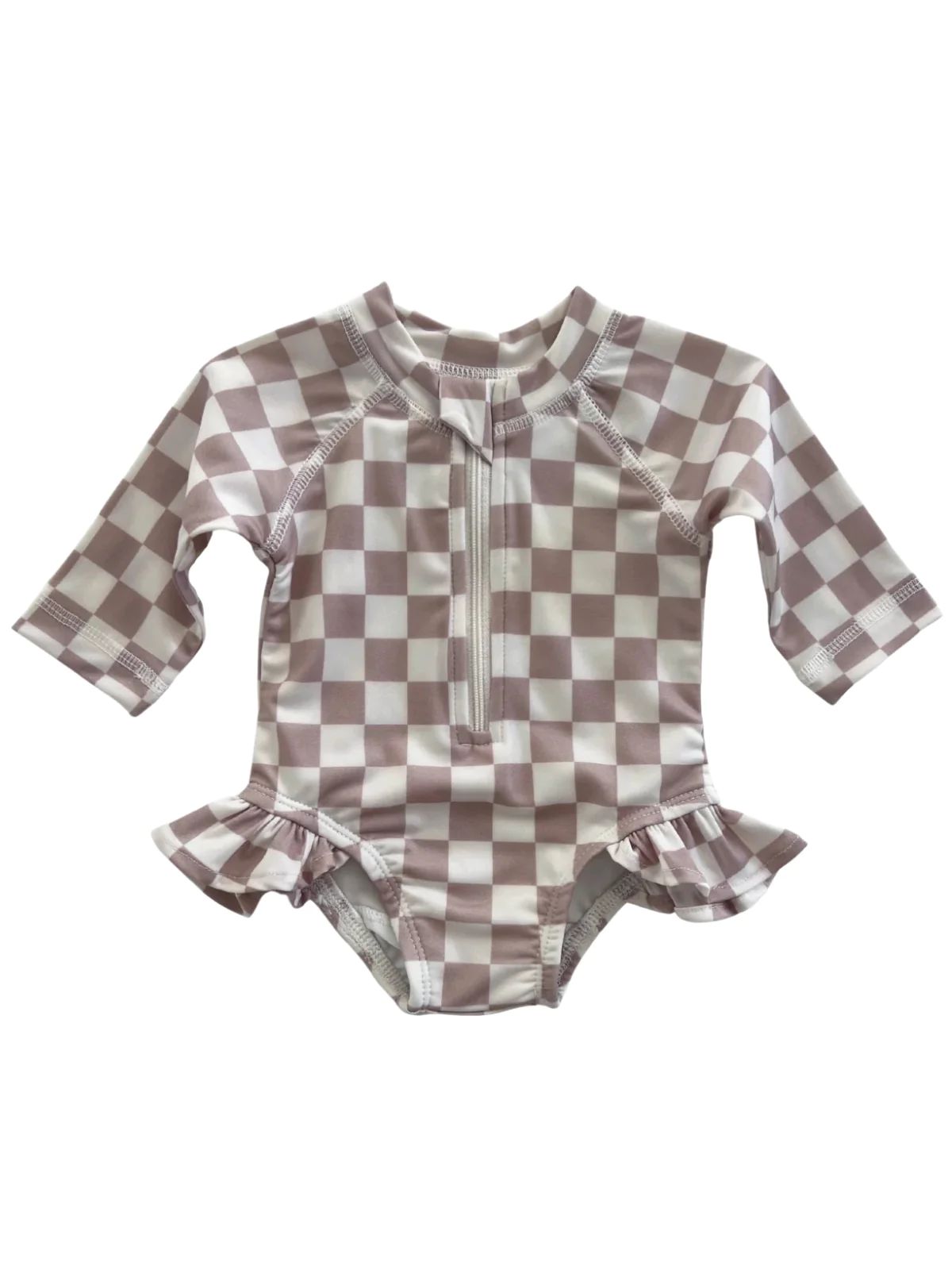 Tiramisu Checkerboard / Skipper Rashguard Swimsuit / UPF 50+ | SpearmintLOVE