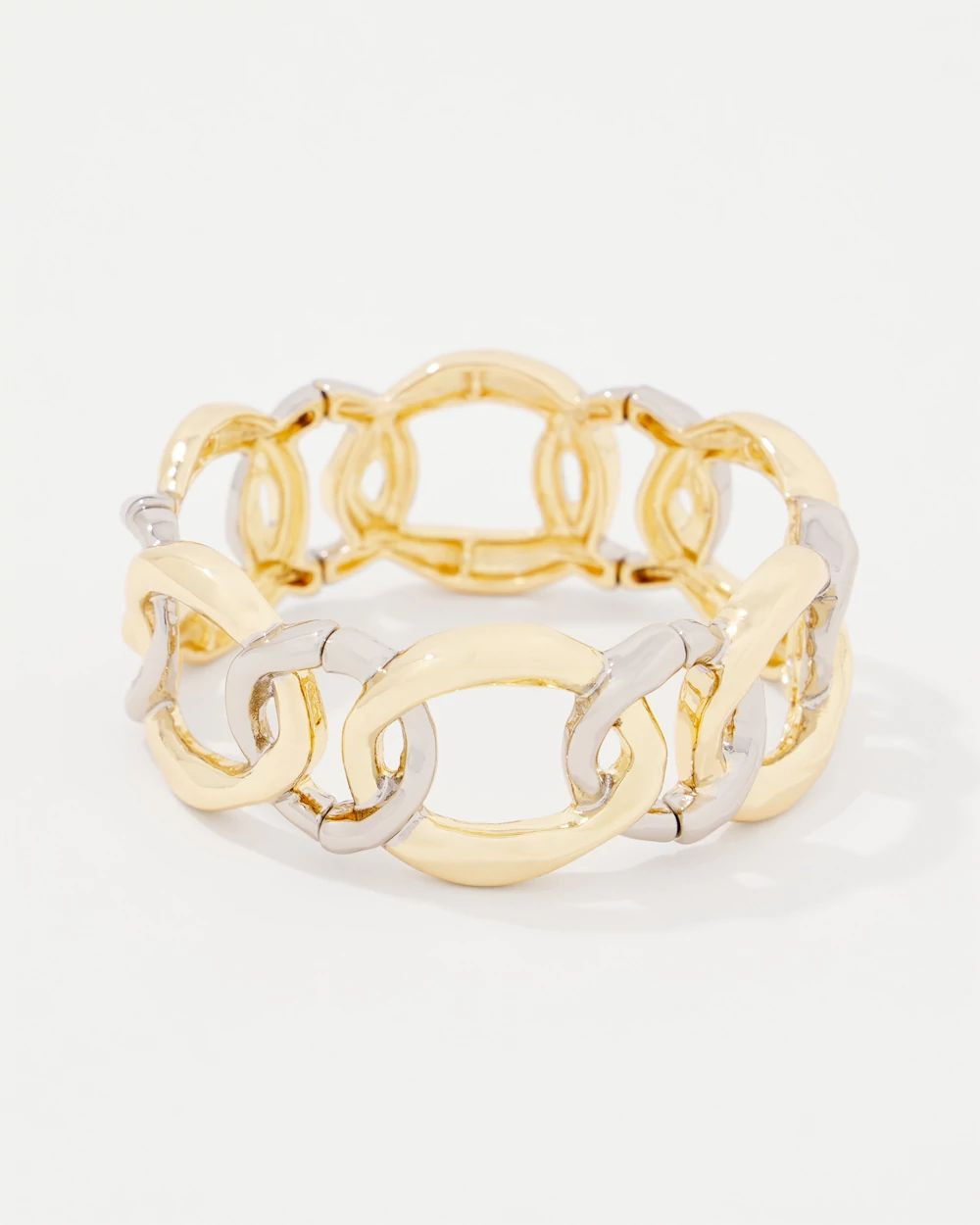 Silver + Gold Sculptural Stretch Bracelet | White House Black Market