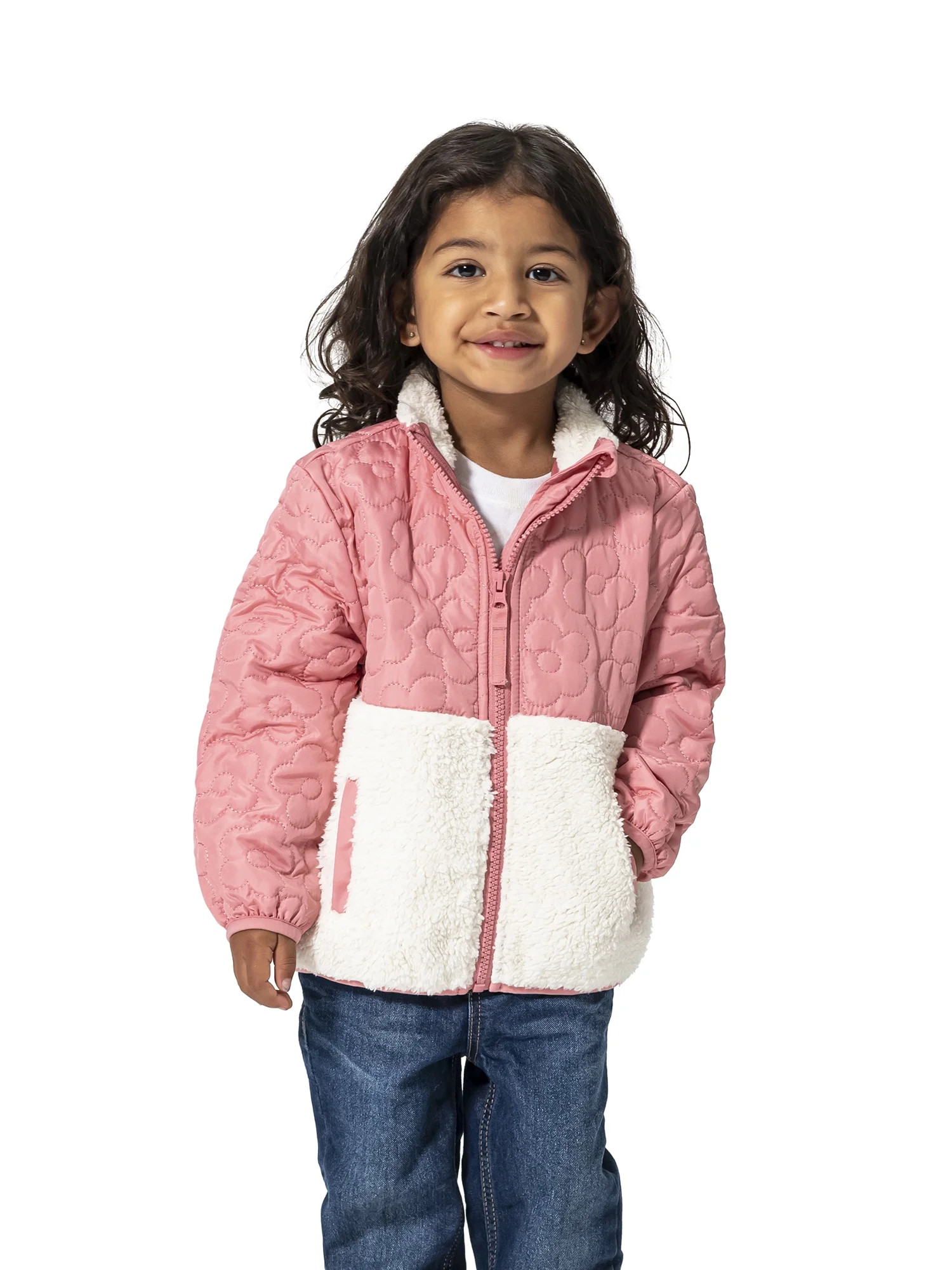 Wonder Nation Toddler Girl Quilted & Plush Jacket, Sizes 12M-5T | Walmart (US)