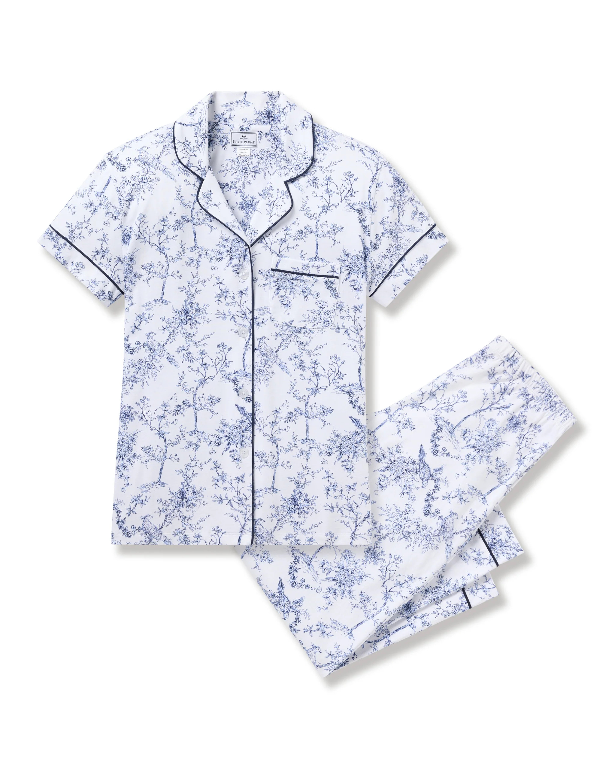 Women's Pima Crop Set in Timeless Toile | Petite Plume