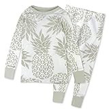 HonestBaby Classics 2-Piece Pajamas Sleepwear PJs 100% Organic Cotton for Baby, Toddler, Kids, Pineapple Leaf Ivory, 18 Months | Amazon (US)