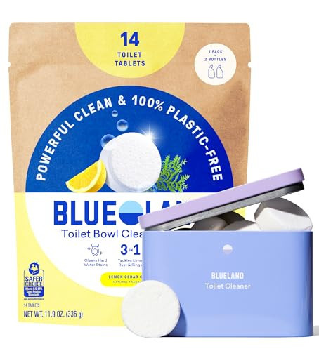BLUELAND Toilet Bowl Cleaner Tablets, Starter Set, 14 Count with Tin, Lemon Cedar, Plastic-Free, No Harsh Chemicals, Plant-Based | Amazon (US)