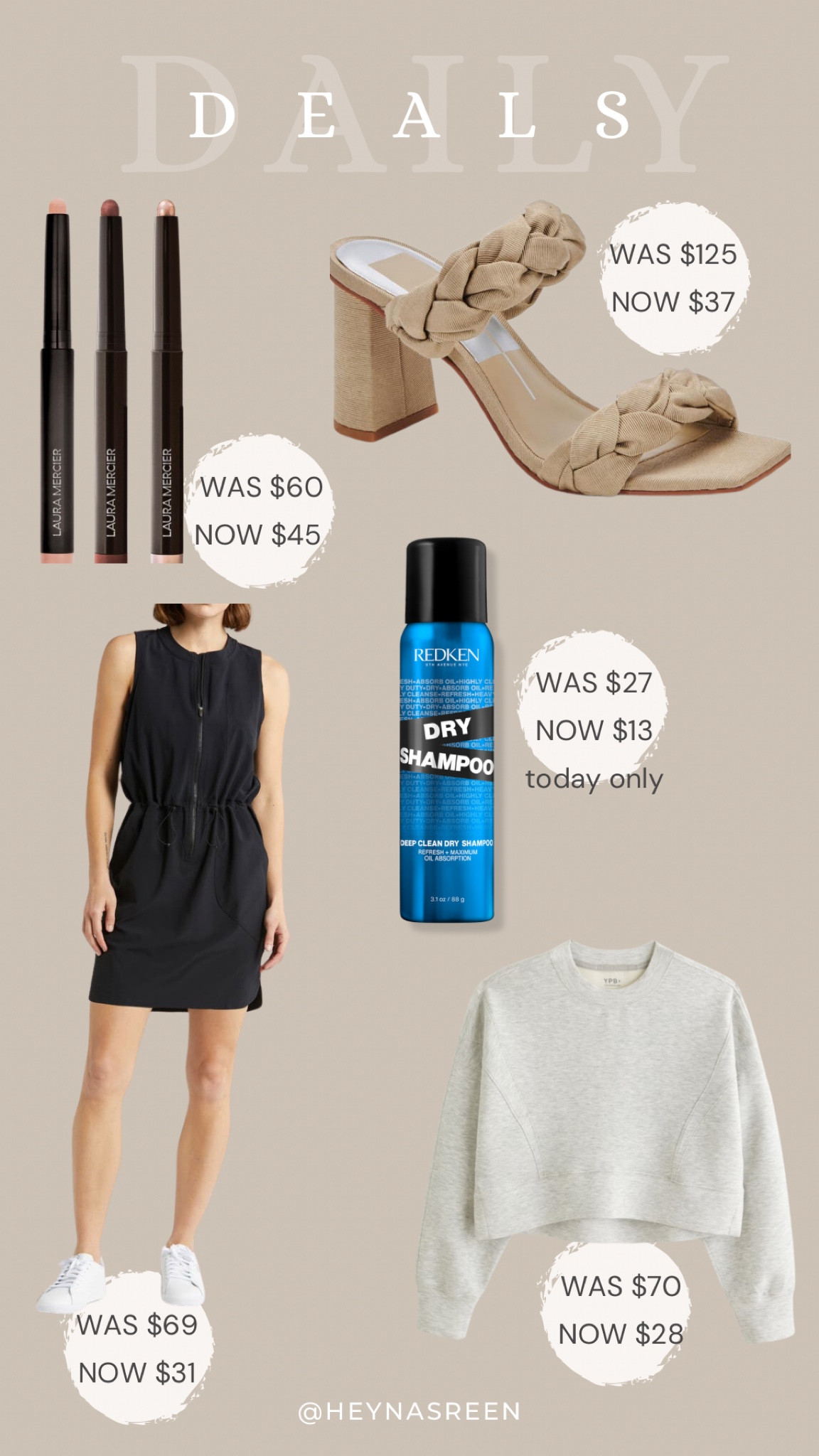 Daily deals on Laura Mercier eyeshadow sticks, Dolce Vita heels, Redken dry shampoo, Zella dress, Abercrombie active crew 

#LTKSaleAlert
