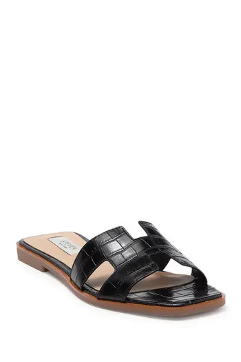 Steven New York Harlien Croc Embossed Slide Sandal in Black Croco at Nordstrom Rack, Size 7.5 | Nordstrom Rack
