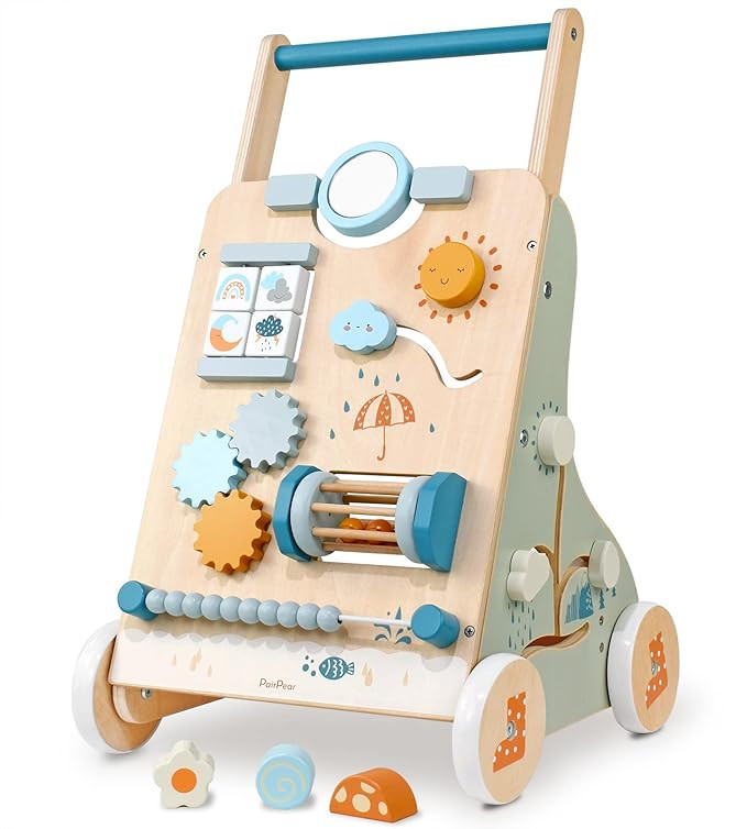 PairPear Wooden Baby Walker, Toddler Push Walker Activity Center Toys with Shape Sorter Gift for ... | Amazon (US)