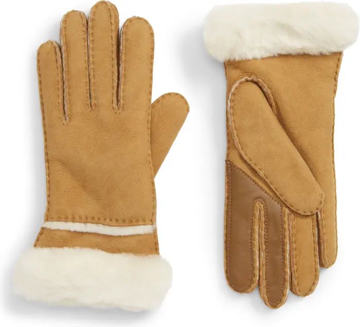 UGG® Seamed Touchscreen Compatible Genuine Shearling Lined Gloves | Nordstrom | Nordstrom