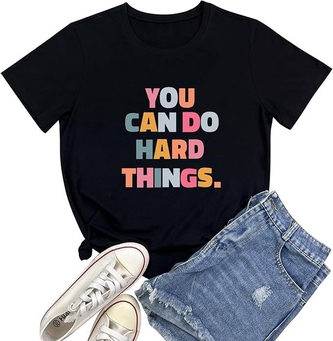 BLACKOO Women You Can Do Graphic Tshirts Cute Tees | Amazon (US)