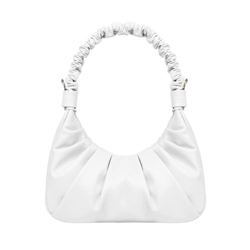 Classic Shoulder Bags for Women Cute Hobo Tote Mini Leather Handbag Clutch Purse Lightweight (White) | Amazon (US)