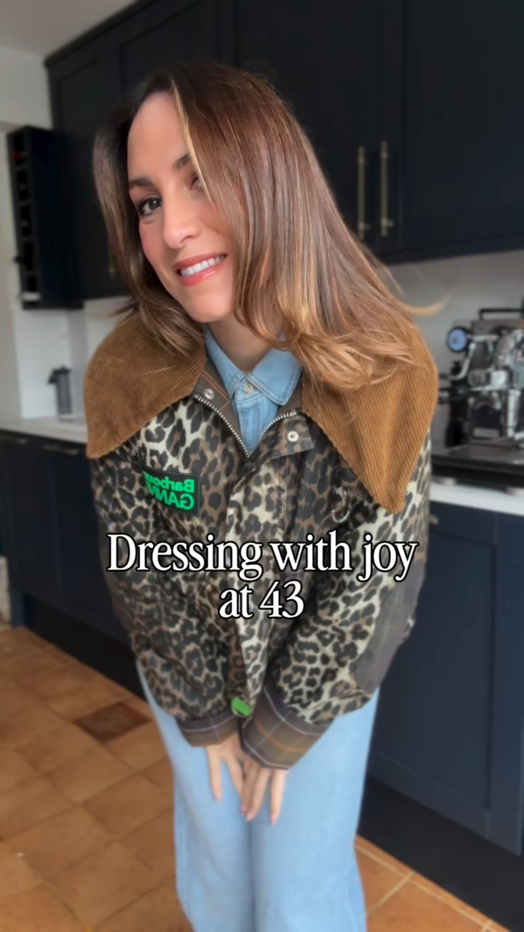 Who says your 40s can’t be your most fun fashion decade? Dressing for joy at 43 because style should make you smile 😃 

Jacket @barbour x @ganni 
Shirt @uniqloeurope 
Jeans @levis 
Scarf @rejinapyo 
Shoes @jonesbootmaker 
Bag @mango 

Leopard print jacket, over 40 fashion, double denim, style in your 40’s, everyday outfits, daily outfit inspo, half term looks, mum of one style, dopamine dressing