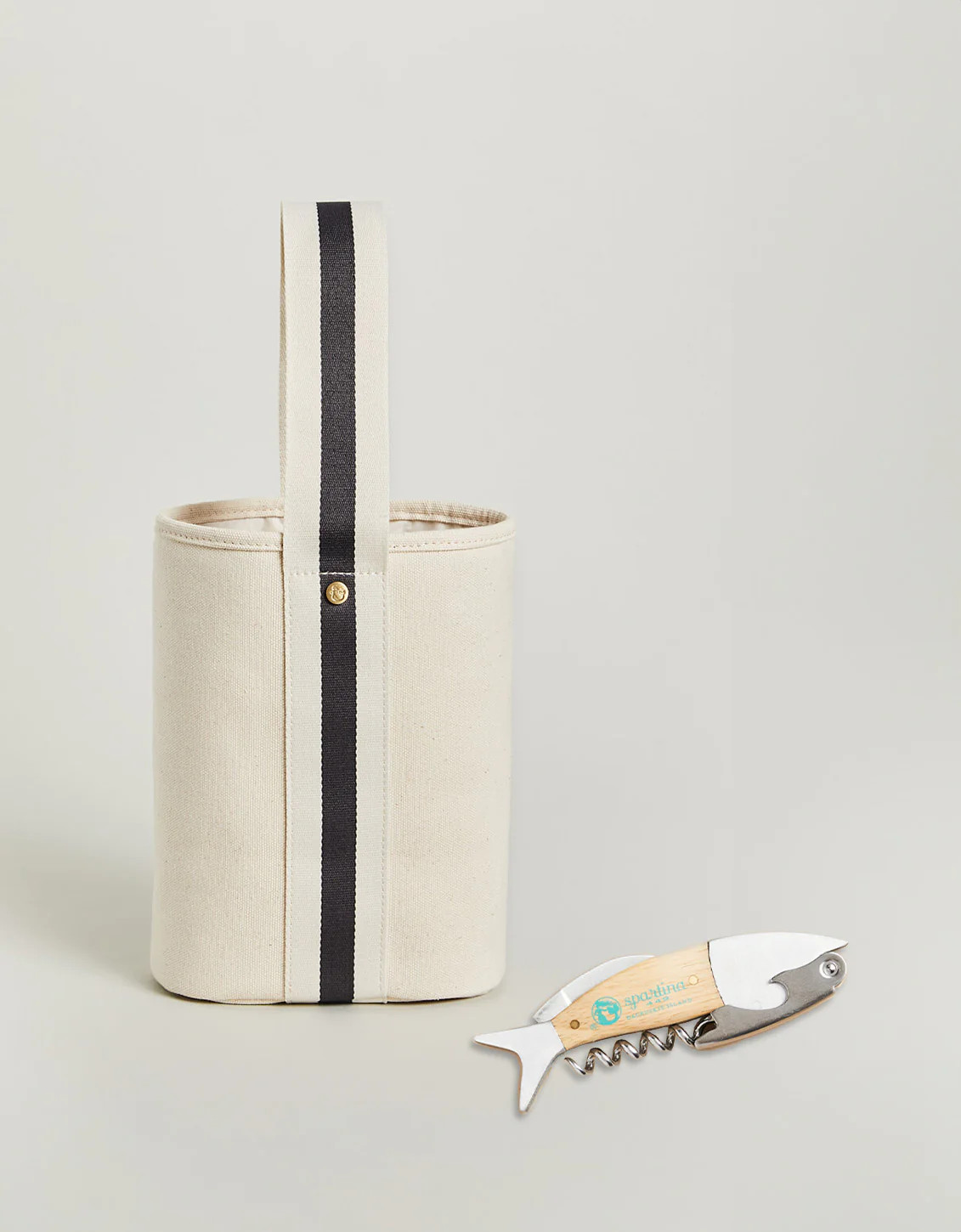 Charlie Double Wine Caddy Oatmeal with Wine Corkscrew | Spartina 449