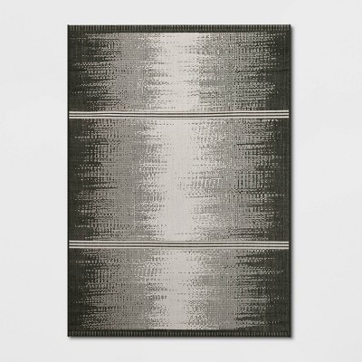 5'3"x7' Ombre Stripe Outdoor Rug Black - Threshold™: Durable Patio Area Rug, Woven Polypropylene | Target