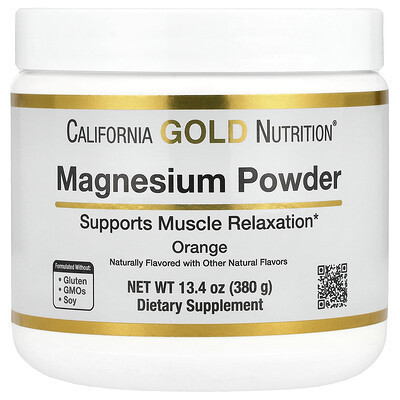 California Gold Nutrition, Magnesium Powder Beverage, Orange, 13.4 oz (380 g) | iHerb