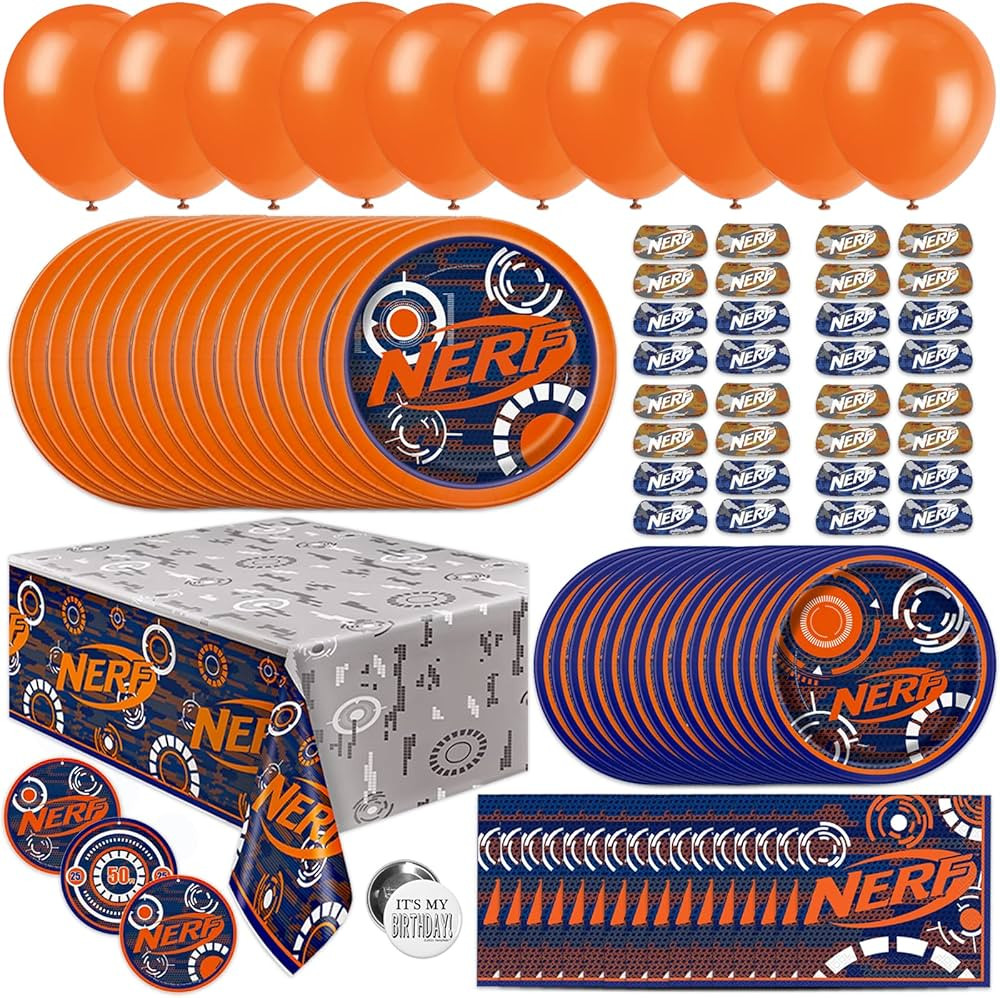 Mega Nerf Party Supplies for Birthday, Decorations, and Favors, Serves 16 Guests, Easy Setup and ... | Amazon (US)