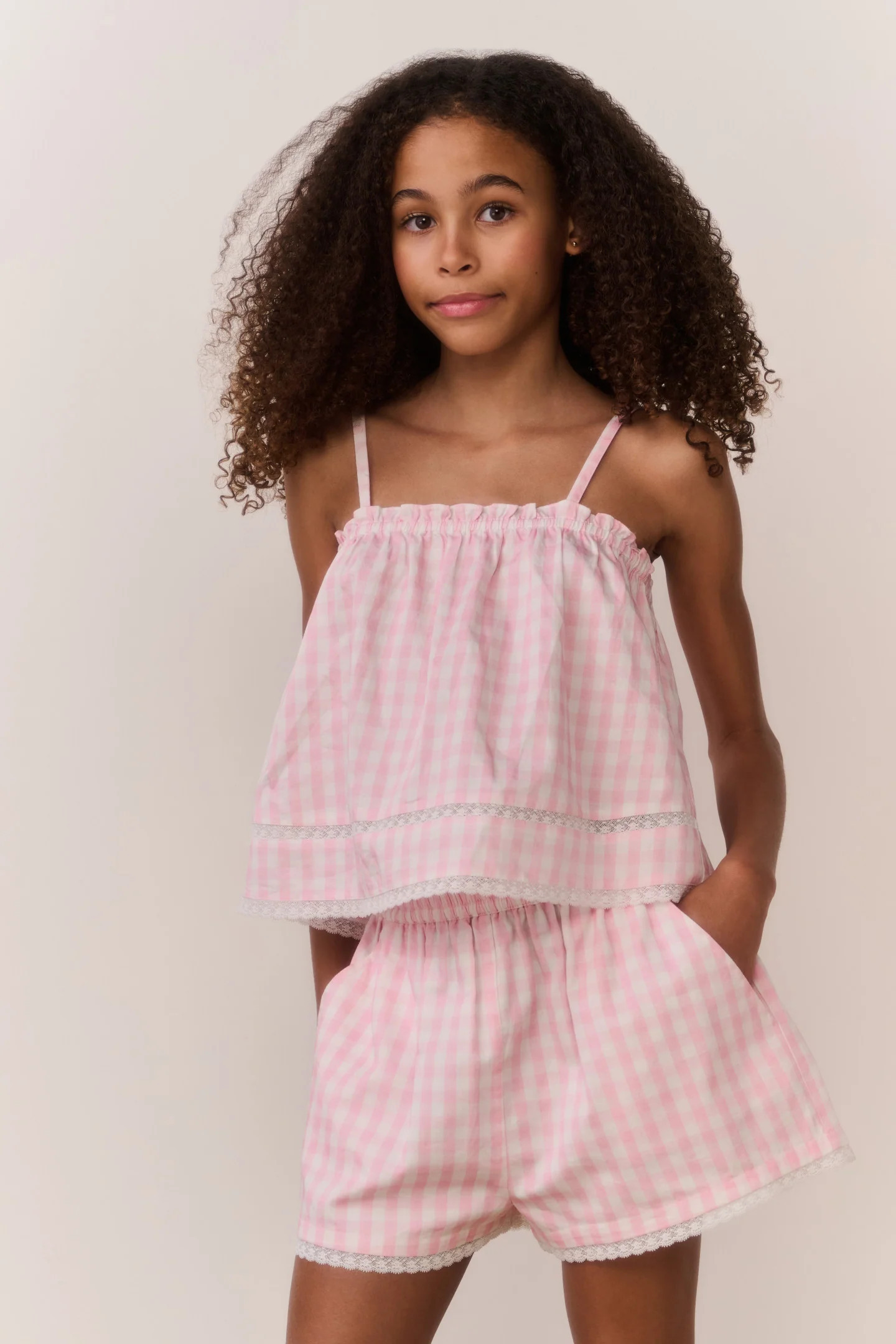 Tween Fiorella Gingham Top | LoveShackFancy