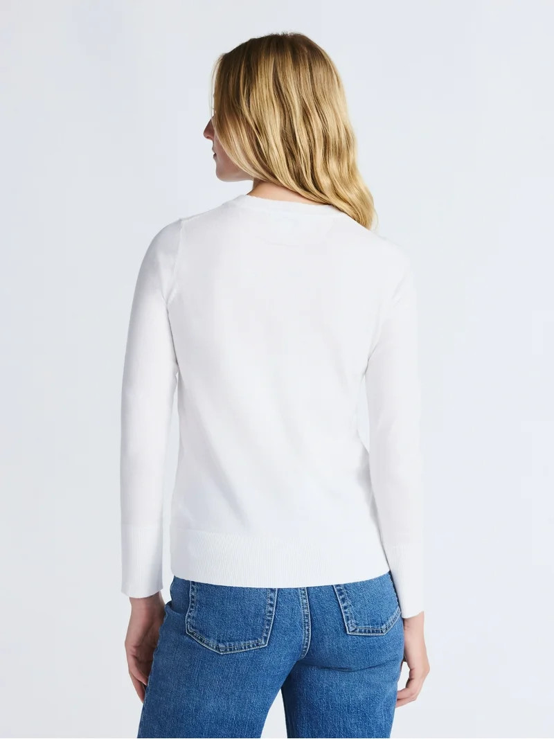 Free Assembly Women's and Women's Plus Cozy Yarn Crewneck Sweater with Long Sleeves. Lightweight,... | Walmart (US)