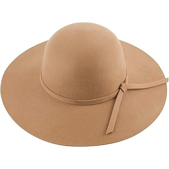Lanzom Women Lady Retro Wide Brim Large Floppy Panama Hat Belt Wool Fedora Hat | Amazon (US)