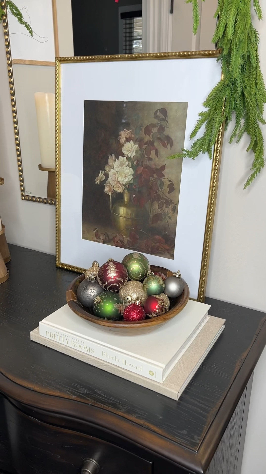 Easy holiday decorating idea.  Add ornaments to a bowl! 

Affordable ornaments, holiday decor, Norfolk garland, art print, coffee table books, arched gold mirror.

#LTKSeasonal #LTKHoliday #LTKFindsUnder100