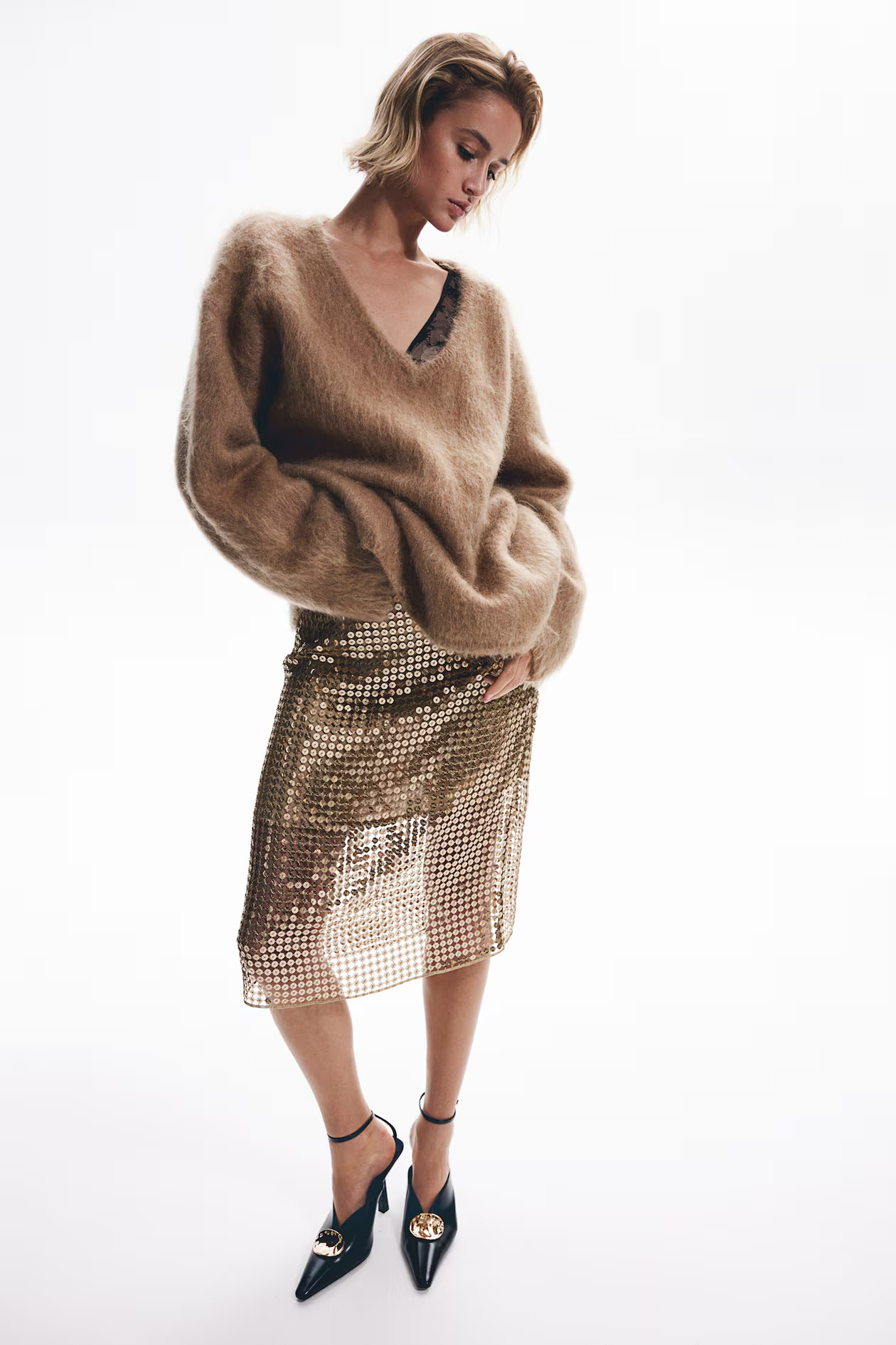 Sequined mesh skirt | H&M (UK, MY, IN, SG, PH, TW, HK)