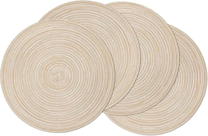 SHACOS Round Braided Placemats Set of 4 Round Table Mats for Dining Tables 15 inch Washable Kitch... | Amazon (US)