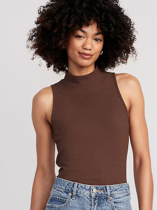 Sleeveless Rib-Knit Mock-Neck T-Shirt for Women | Old Navy (US)