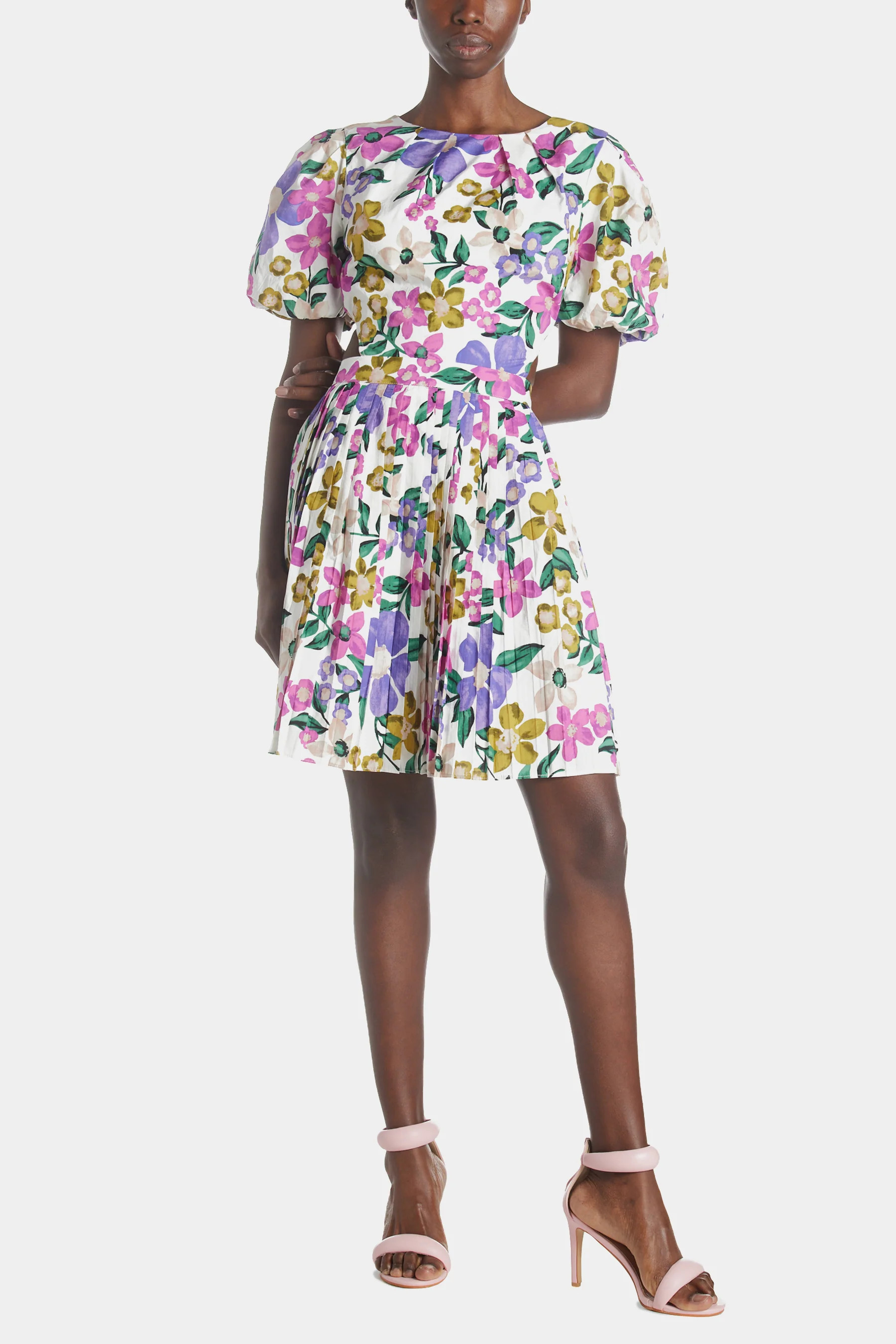 Current Air Women's Short Sleeve Pleated Babydoll Dress With Side Cut Out in Multi Small Lord & Tayl | Lord & Taylor