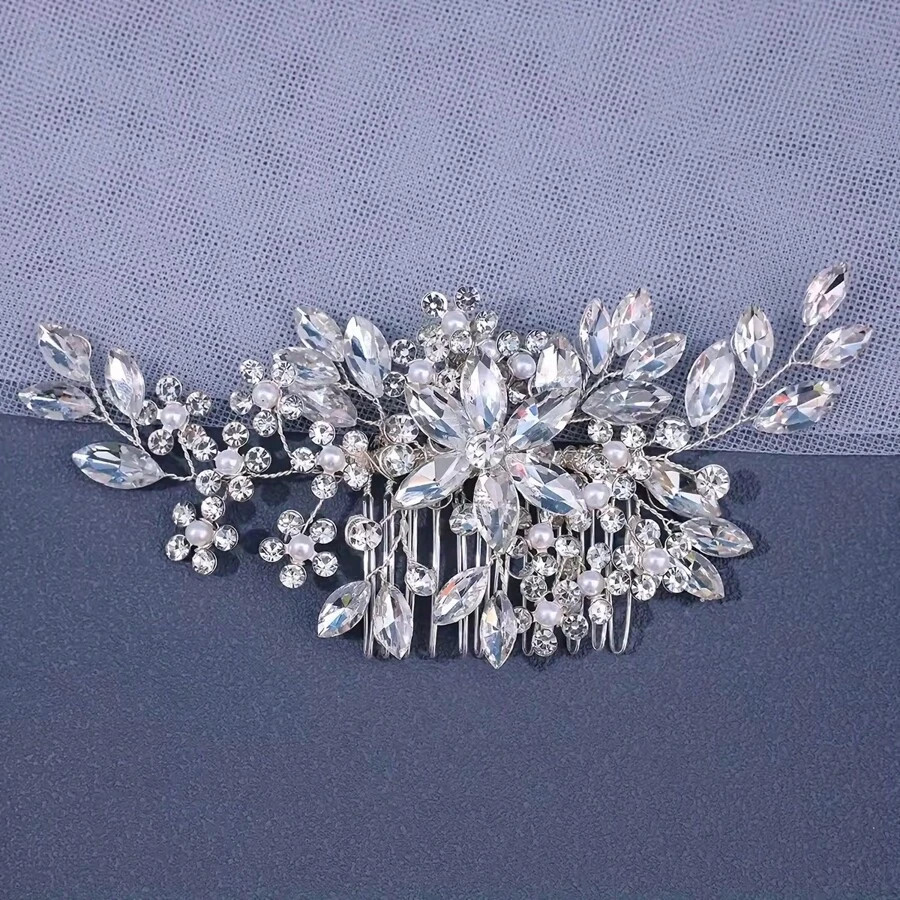 Adorno para penteados cor prata cristal arranjo enfeite chic para Cabelo mãe da noiva ornamento ... | SHEIN