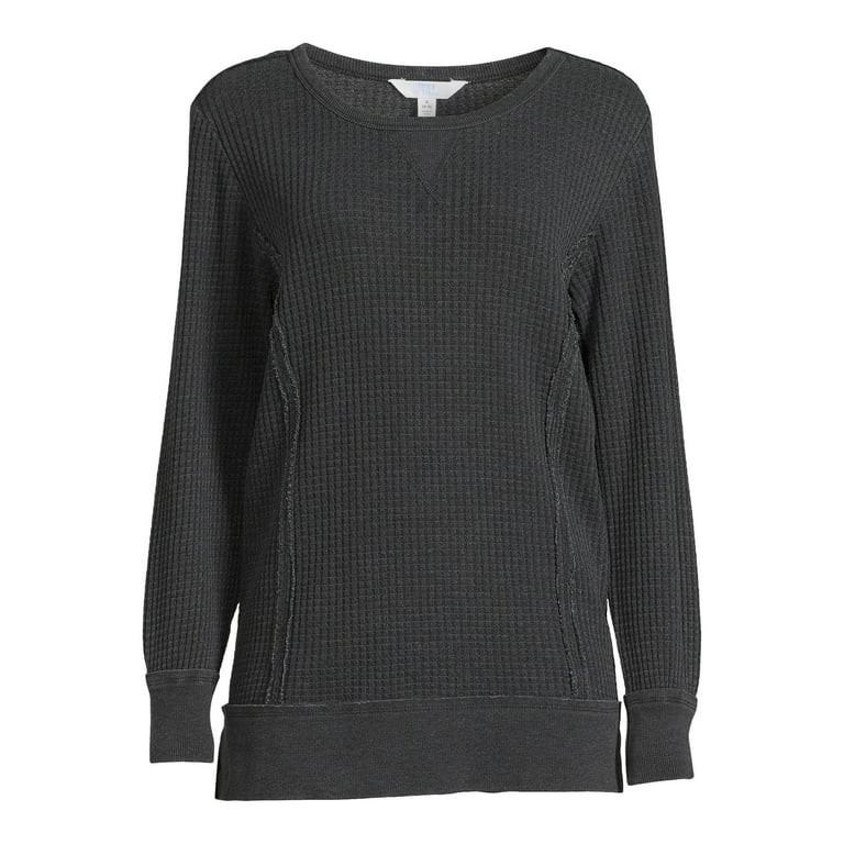 Time and Tru Women’s Waffle Pullover Top with Long Sleeves | Walmart (US)
