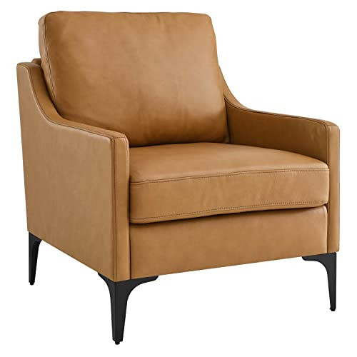 Modway Corland Modern Style Leather and Metal Armchair in Tan | Amazon (US)
