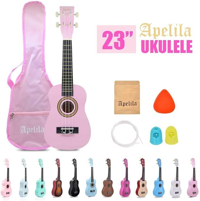 Apelila 23 inch Soprano Ukulele Acoustic Mini Guitar Musical Instrument with Bag, Pick, Strings, ... | Amazon (US)