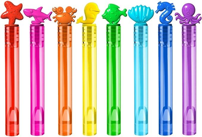 VKTEN 64Pcs Sea Animals Mini Bubble Wands Assortment 8 Colors 8 Styles Party Favors Toys for Kids... | Amazon (US)