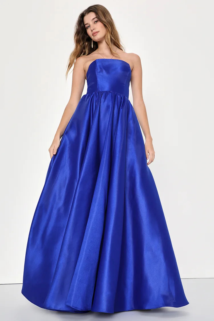 Revel in the Magic Royal Blue Strapless Maxi Dress With Pockets | Lulus