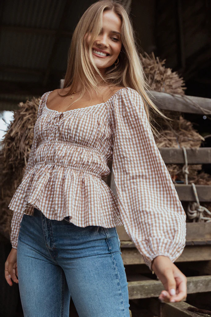 Saphia Top - Brown Check | Petal & Pup (US)