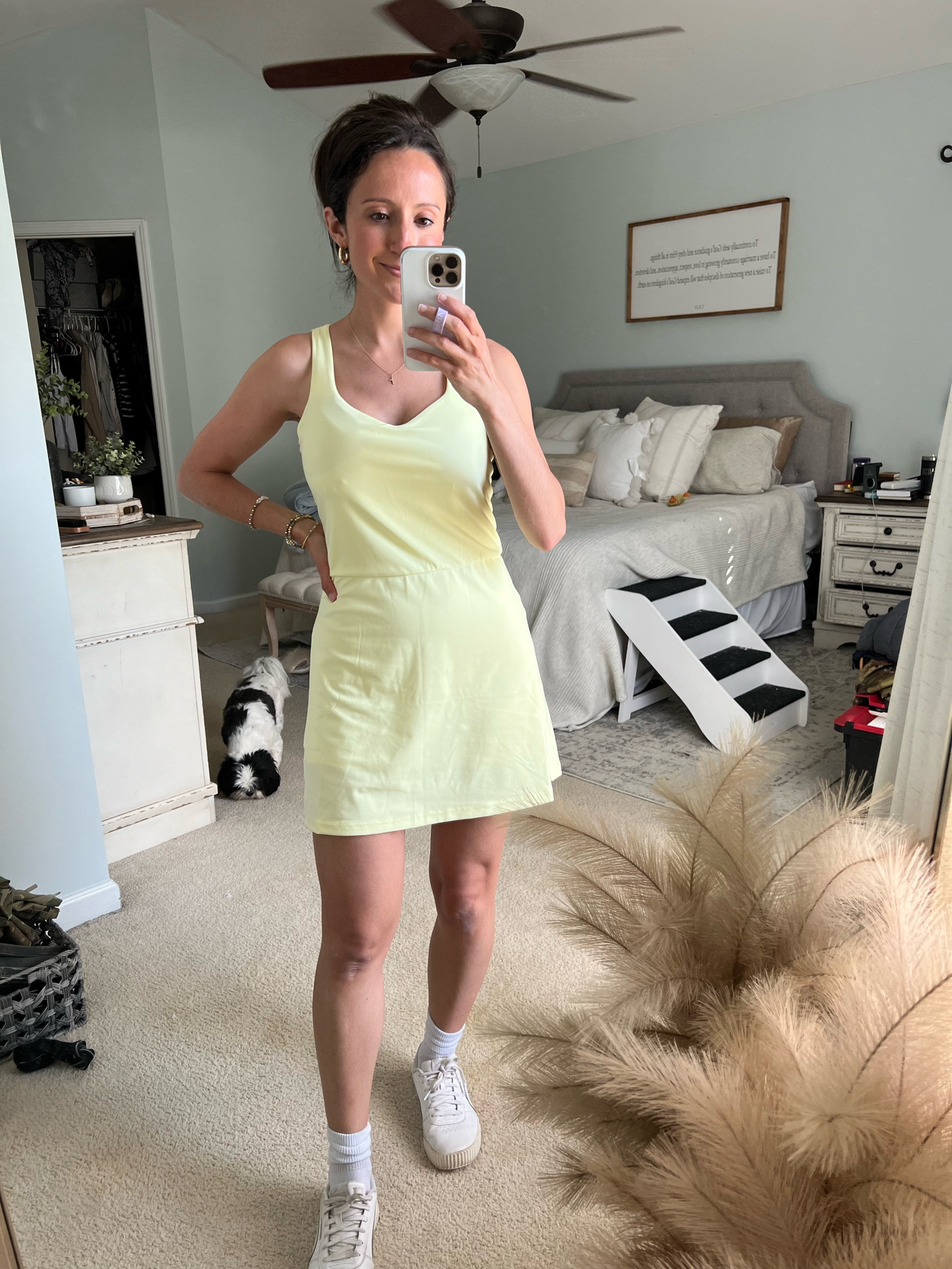 Yellow athletic dress with shorts-size small-true to size
Target athleisure
Casual tennis dress 
Yellow dress 

#LTKFitness #LTKFindsUnder50