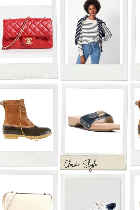 Want to add classic & timeless pieces to your closet? You can’t go wrong with a red Chanel Red Lambskin Flap Bag, a cream & navy striped cashmere long-sleeve crewneck sweater from KULE, The Original L.L.Bean Boot, DR. SCHOLL'S sandals, an Hermes Constance Bag or Tretorn sneakers. #boots #chanel #giftguide #hermes #bag 

#LTKitbag #LTKHoliday #LTKSeasonal