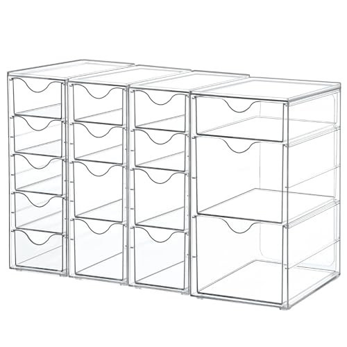 Vtopmart Acrylic Organizer with 16 Drawers (4 Set),Clear Storage Drawers for Office Supplies,Desk Organization and Storage for Makeup,Jewelry,Art Crafts | Amazon (US)