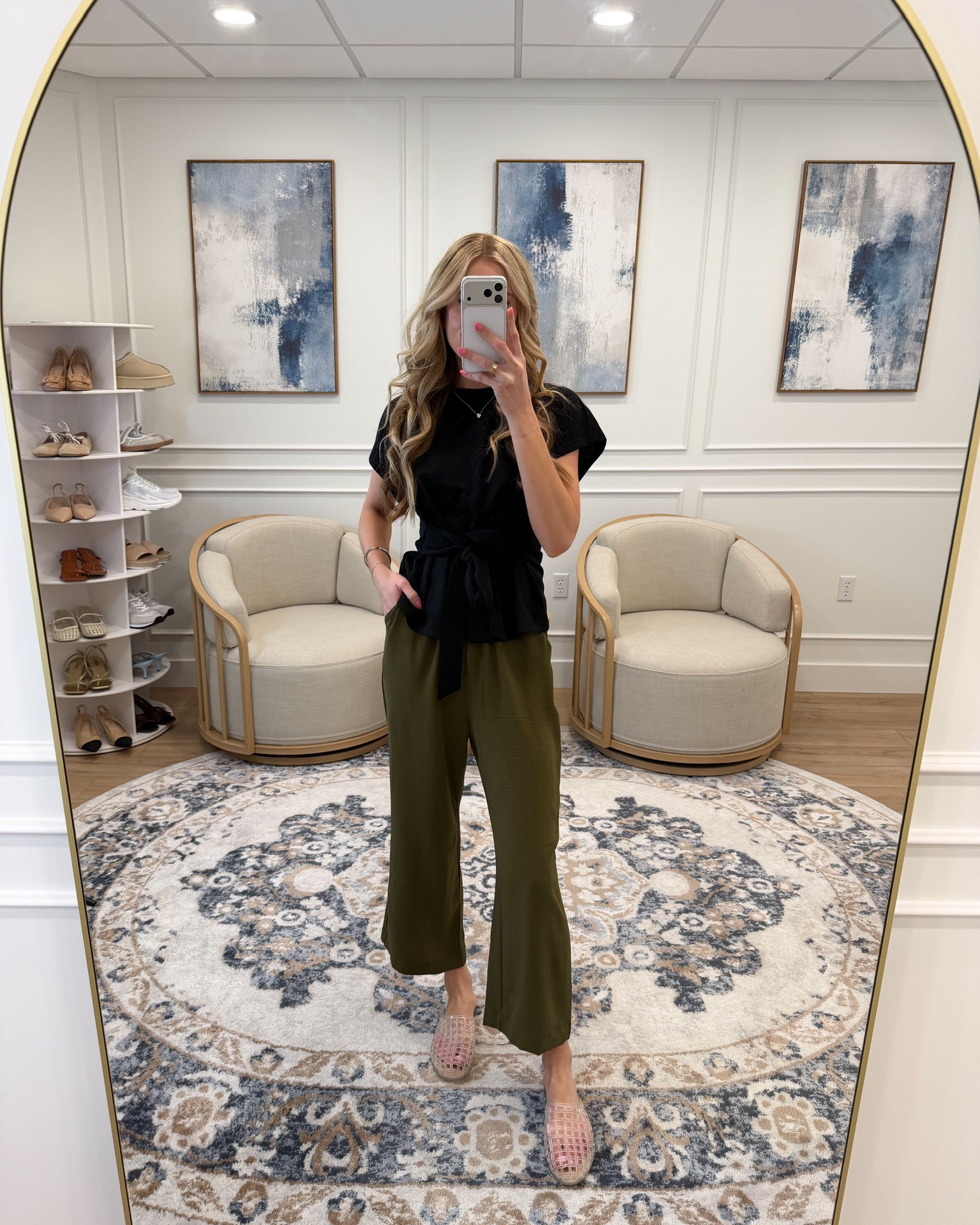Black tie front tee and olive wide leg crop pants — a color combination that just works and both are Amazon finds 🖤🫒✨ Soft black tie front tee that cinches the waist effortlessly, paired with the most flattering olive wide leg crop pants — relaxed, polished, and so easy to wear. Styled with pink woven flats to finish. Tap to shop every piece 👆
#amazonfinds #amazonfashion #amazonstyle

#LTKootd #LTKSeasonal #LTKWorkwear