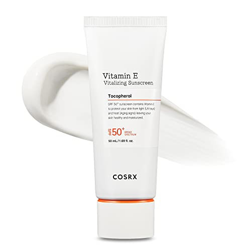 COSRX Vitamin E Vitalizing Face Sunscreen SPF 50, 1.69 fl oz, SPF Moisturizer, Lightweight under Makeup, Travel Essentials, Summer Essentials, Korean Skin Care, Korean Sunscreen for Face | Amazon (US)