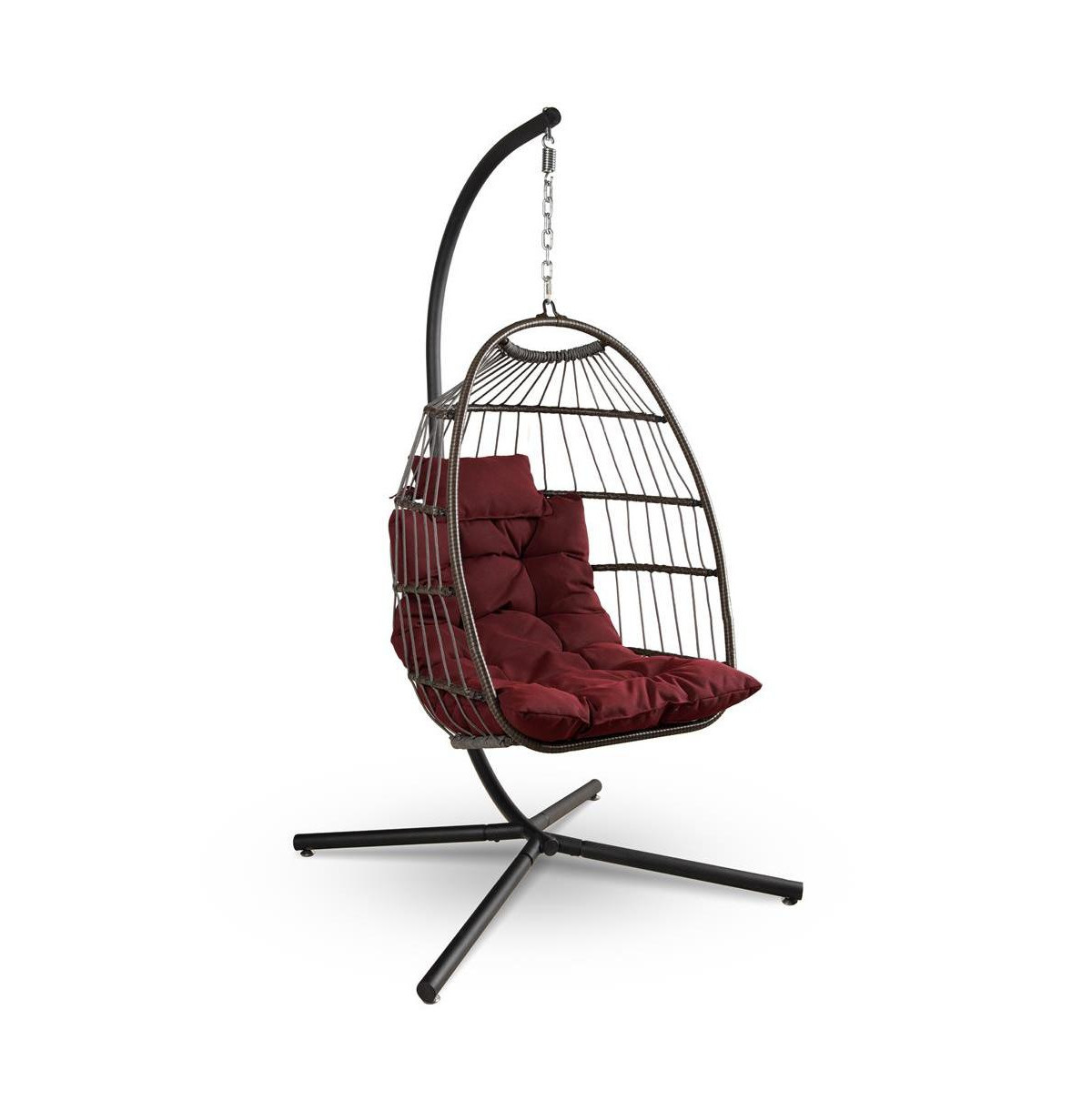 Foldable Egg Chair - Rattan Wicker Hanging Egg Swing Chair with Stand, Waterproof Seat Cushion,, and Headrest for Patio, Bedroom, Porch, and Garden (R | Macy's
