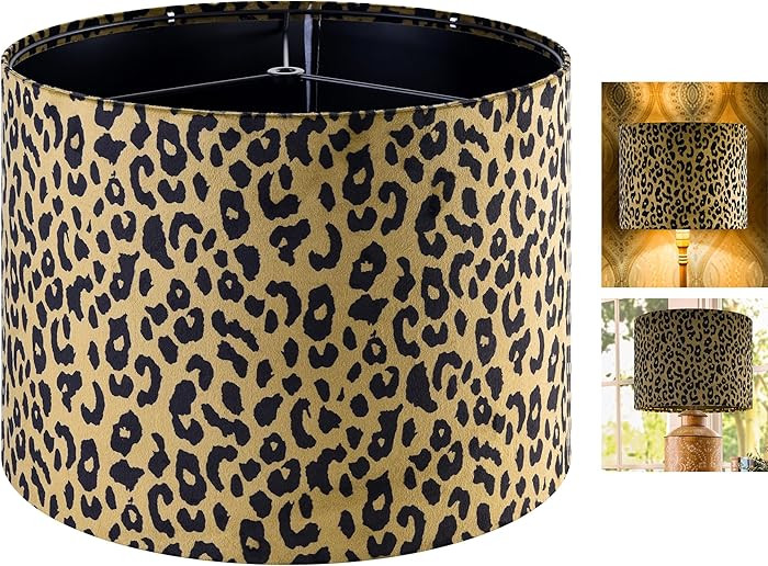 GOSO 13" Drum Yellow Leopard Lamp Shade for Table Lamp & Floor Lamps,Art Deco & Vintage Animal La... | Amazon (US)
