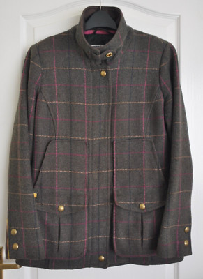 Joules Tweed Fieldcoat Jacket Size 10 Khaki Check Womens Wool Country Field Coat  | eBay | eBay UK