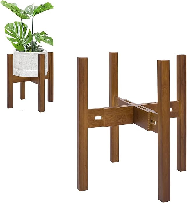 Adjustable Plant Stand Indoor,Bamboo Mid Century Modern Plants Stands, Stable Plant Holder,Fit 8 ... | Amazon (US)
