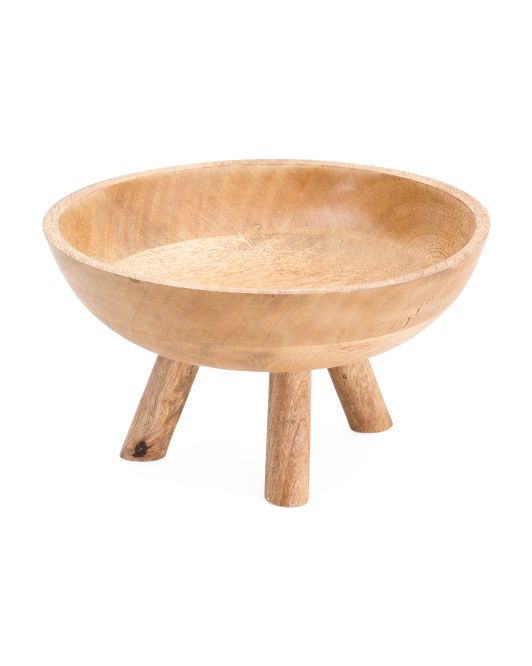 10in Wooden Bowl With 3 Legs | TJ Maxx