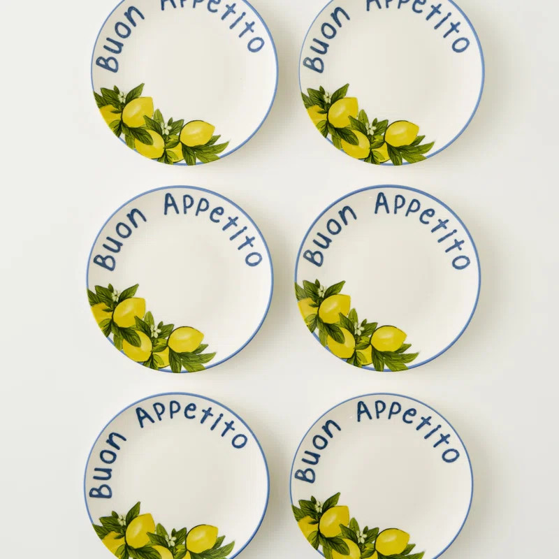 Lemoncello Porcelain Dessert Plate (Set Of 6) | Wayfair North America