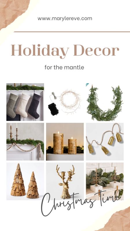 Holiday decor. Decor guide. Gift guide. Interiors. Holiday mantle. Fireplace style. Stocking. Bells. Garland. Lights. Reindeer candle holder  

#LTKHoliday #LTKSeasonal #LTKhome