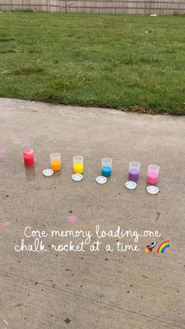 Chalk rockets🚀
This easy chalk rocket DIY turned an ordinary afternoon into the sweetest little summer memory. The kids loved loading the rockets, watching them blast off, and covering the driveway in colorful chalk  over and over again 💫

Comment CHALK for a message if everything I used 

How to make
Fill film canister with 1/2 tbsp corn starch, fill the canister up halfway with water. Add food coloring. Place an alka seltzer in, place the top on and turn it over. 

#summerfun #summeractivities #chalk #outdoorfun #outdooractivities craftymom summertime activities outside endofschool chalkart

#LTKmomlife #LTKKids #LTKHome