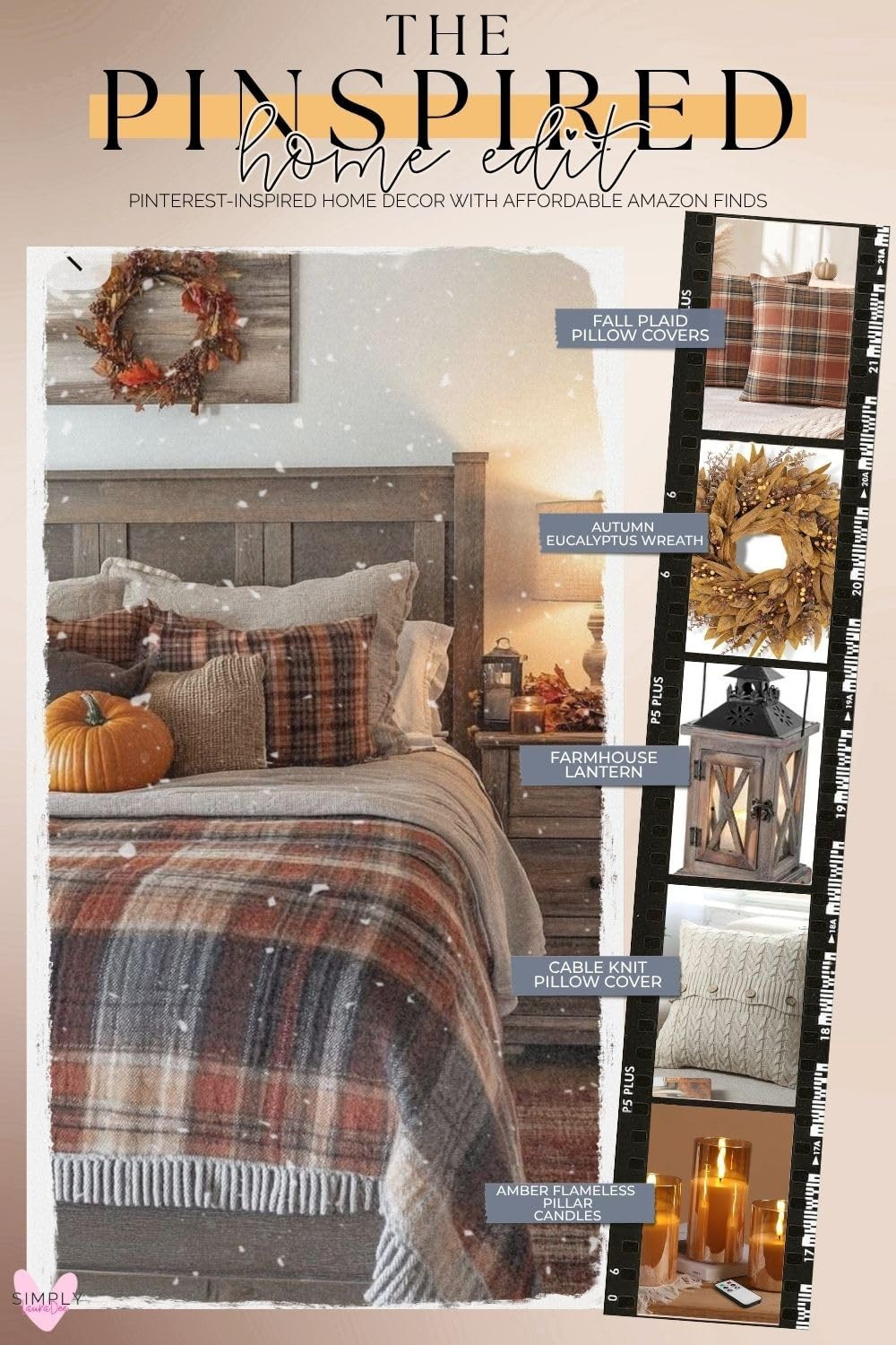 Cozy fall home decor inspired by this warm, Pinterest-worthy bedroom 🍂 I found affordable Amazon fall decor to recreate the look, including plaid pillow covers, a cable knit pillow cover, an autumn eucalyptus wreath, farmhouse lantern, and amber flameless candles. These easy fall decorating ideas are perfect for adding warm neutrals, rust tones, cozy textures, and farmhouse style to your bedroom or living room without spending a fortune.

#FallHomeDecor #AmazonHome #AmazonFinds #FallDecor #CozyHome #BedroomDecor #FarmhouseDecor #AffordableHomeDecor #AutumnDecor #FallBedroom #PinterestInspired #HomeDecorFinds 

 #LTKSeasonal #LTKHome #LTKSaleAlert