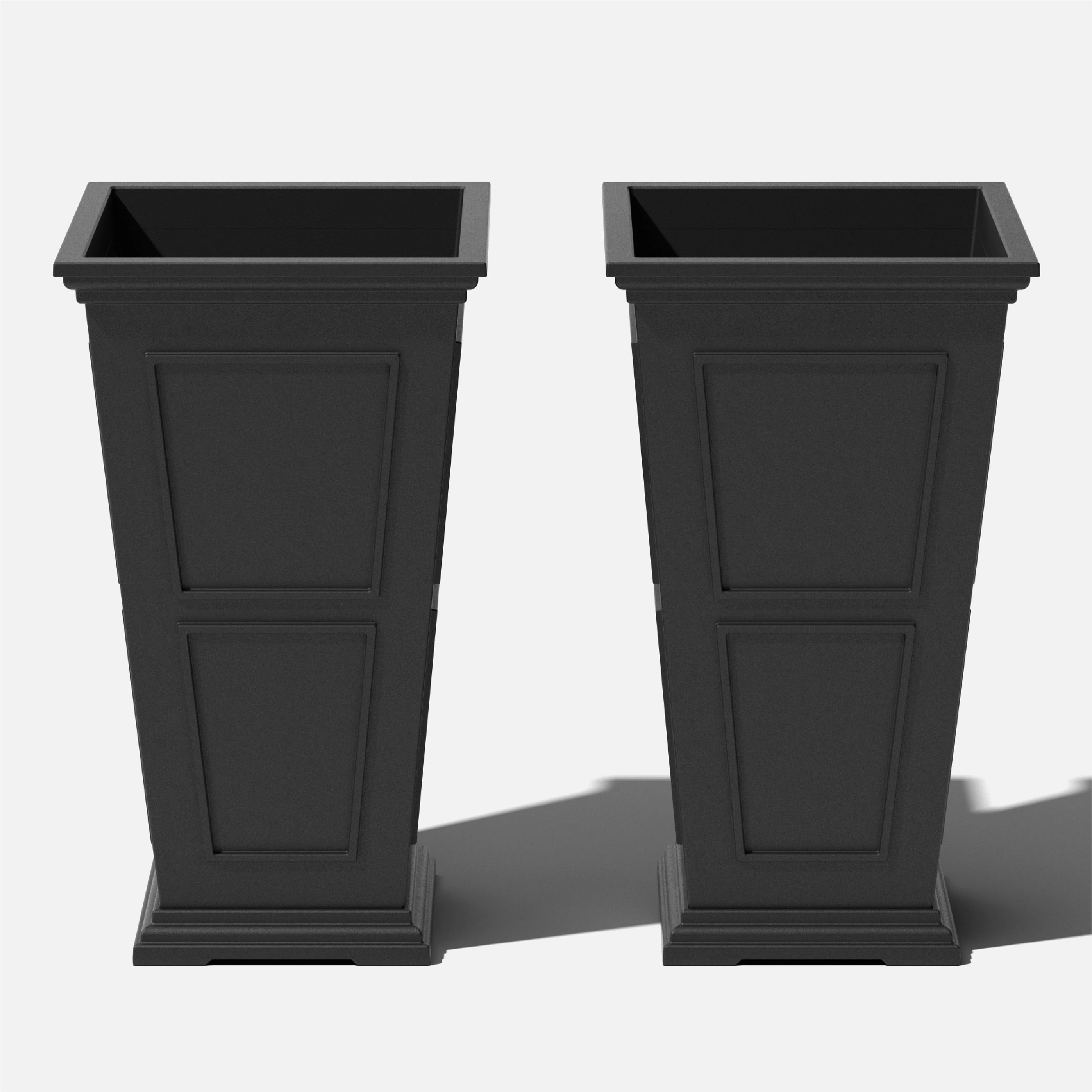 Veradek 2 -Pack Rectangle 14.75-in W x 14.75-in L Black Plastic Indoor/Outdoor Planter Large | BXVTL26B-2PK | Lowe's