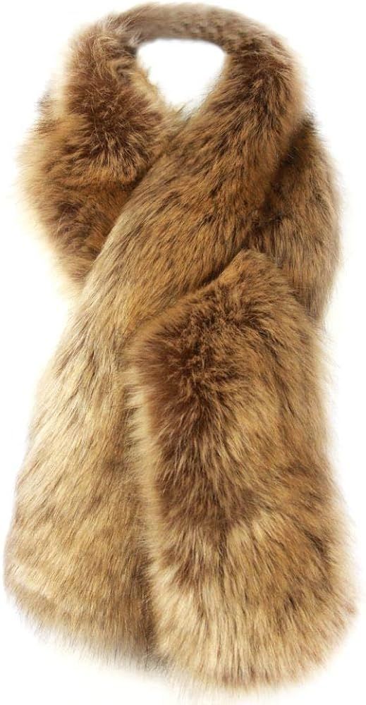 Dikoaina Women's Winter Fake Faux Fur Scarf Wrap Collar Shawl Shrug | Amazon (US)